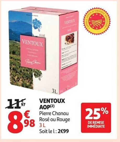 VENTOUX AOP(2) Pierre Chanau Rosé ou Rouge 3 L
