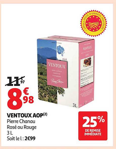 VENTOUX AOP(2) Pierre Chanu Rosé ou Rouge 3 L