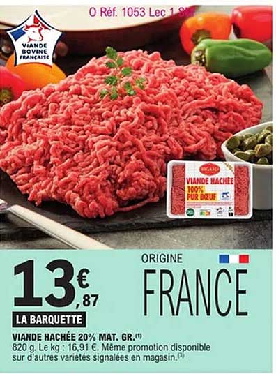 VIANDE HACHÉE 20% MAT. GR. 1kg