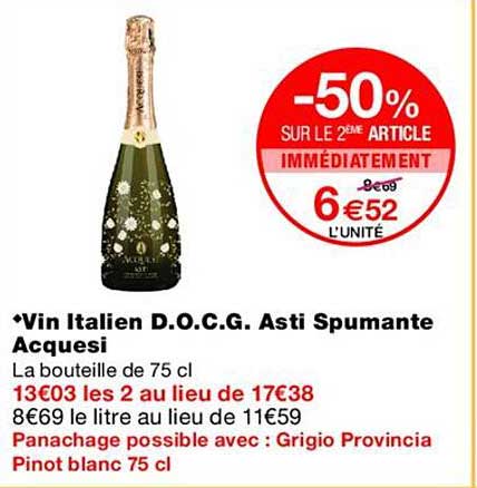 Vin Italien D.O.C.G. Asti Spumante Acquesi