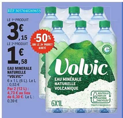 Volvic Eau minérale naturelle volcanique 6x1L