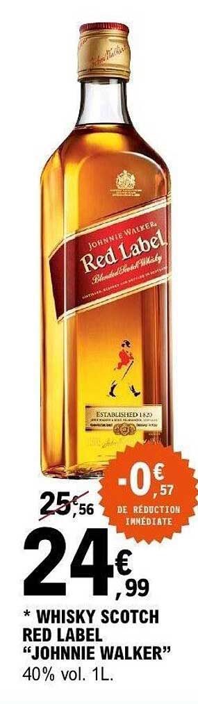 WHISKY SCOTCH RED LABEL "JOHNNIE WALKER" 40% vol. 1L.