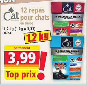 12 repas pour chats en sauce