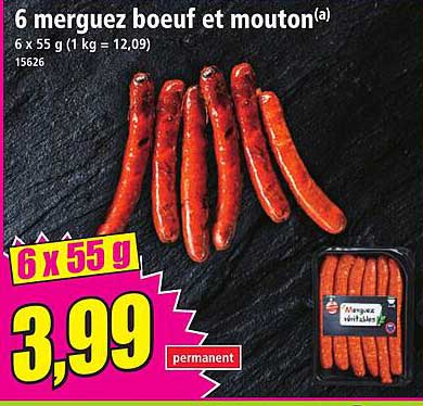 6 merguez boeuf et mouton
