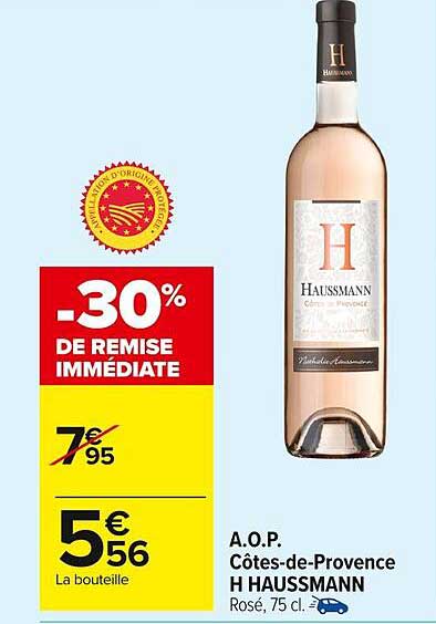 A.O.P. Côtes-de-Provence H HAUSSMANN Rosé, 75 cl