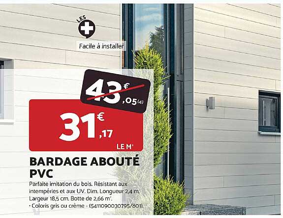 BARDAGE ABOUTÉ PVC