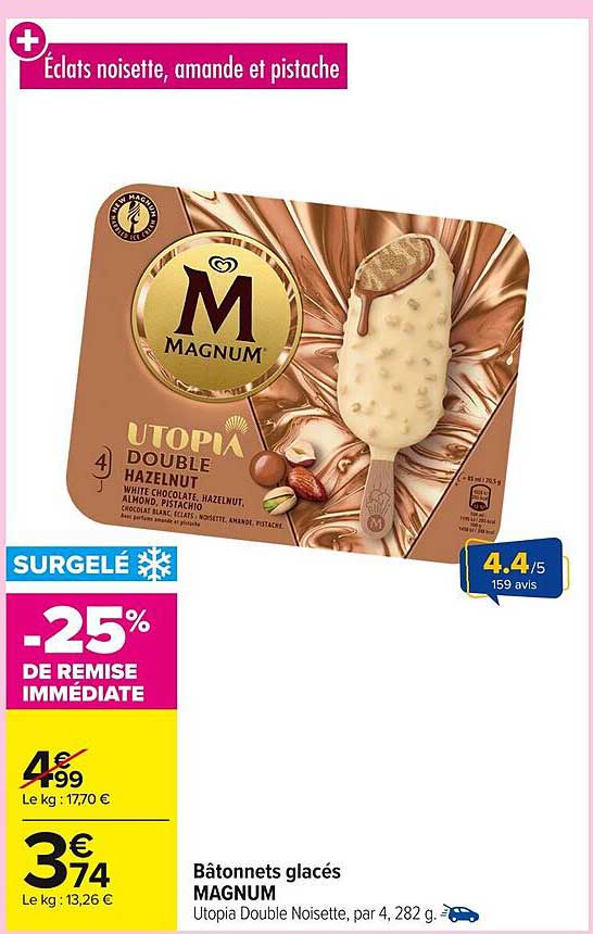 Bâtonnets glacés MAGNUM Utopia Double Noisette
