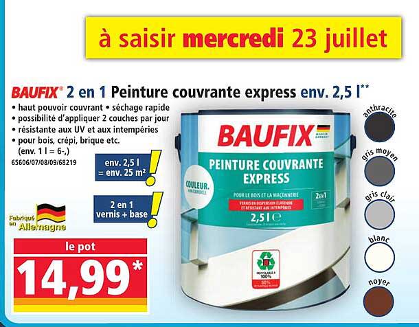 BAUFIX 2 en 1 Peinture couvrante express env. 2,5 l