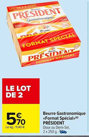 Beurre Gastronomique «Format Spécial» PRÉSIDENT