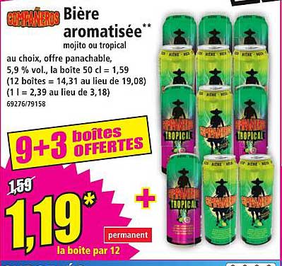 Bière aromatisée** mojito ou tropical