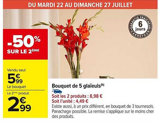 Bouquet de 5 glaïeuls