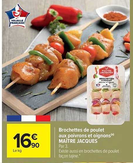 Brochettes de poulet aux poivrons et oignons MAÎTRE JACQUES