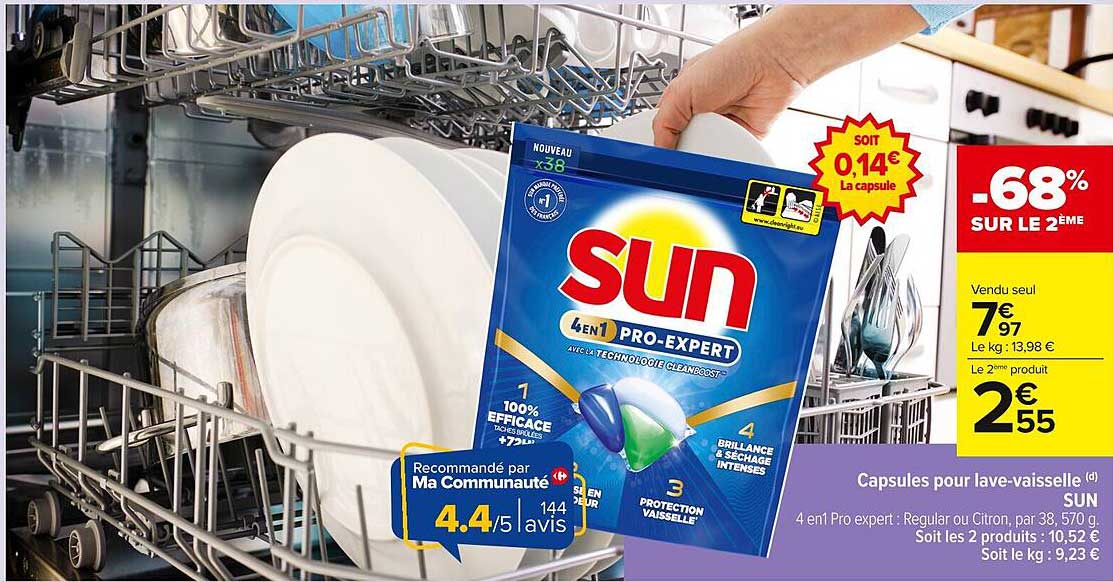 Capsules pour lave-vaisselle SUN 4 en 1 Pro-Expert