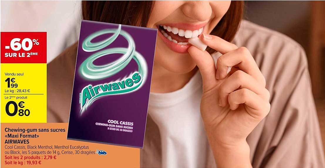 Chewing-gum sans sucres «Maxi Format» AIRWAVES