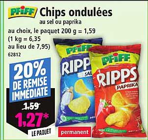 Chips ondulées au sel ou paprika