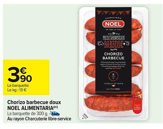 Chorizo barbecue doux NOEL ALIMENTARIA