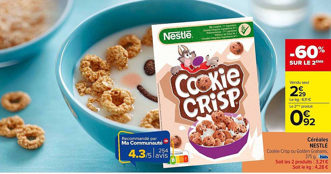 Cookie Crisp ou Golden Grahams, 375 g