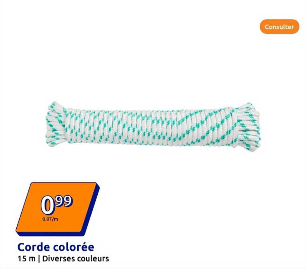 Corde colorée 15 m | Diverses couleurs