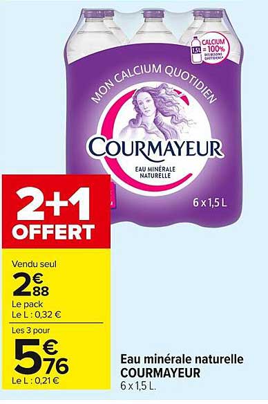 Eau minérale naturelle COURMAYEUR 6 x 1,5 L
