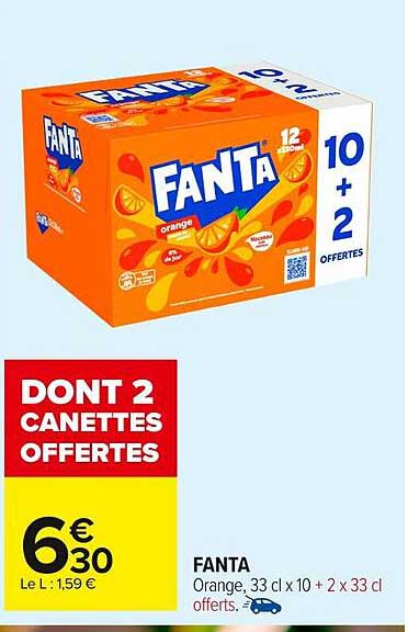 FANTA, 33 cl x 10 + 2 x 33 cl offertes