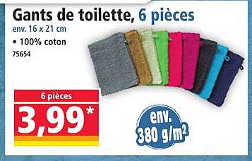 Gants de toilette, 6 pièces