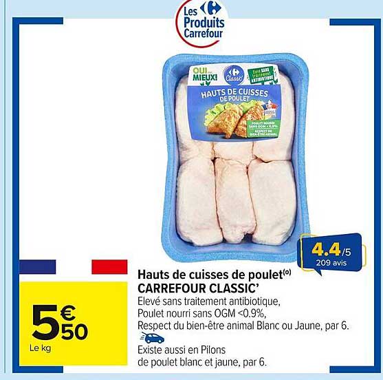 Hauts de cuisses de poulet CARREFOUR CLASSIC’