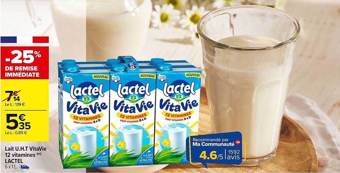 Lait U.H.T VitaVie 12 vitamines (m) LACTEL