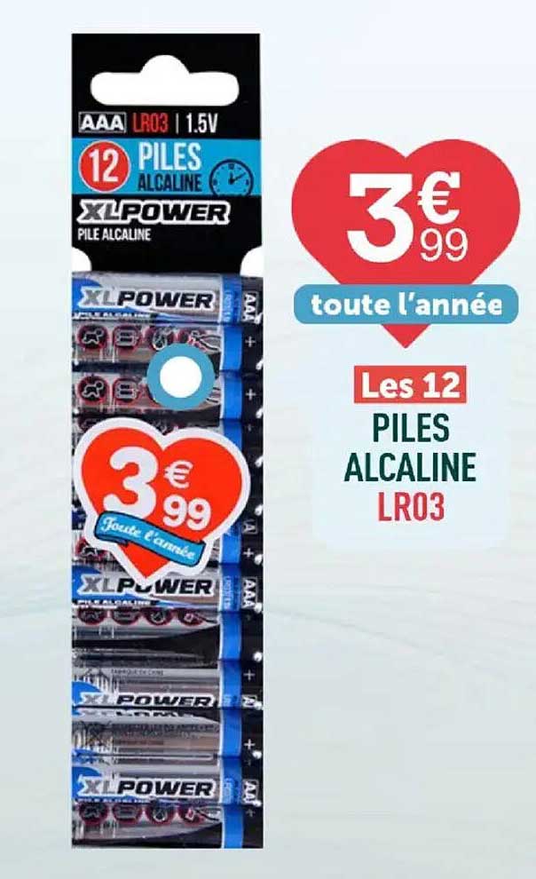 Les 12 PILES ALCAINE LR03