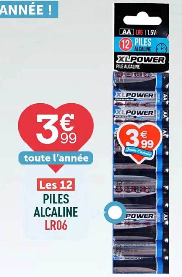 Les 12 PILES ALCALINE LR06