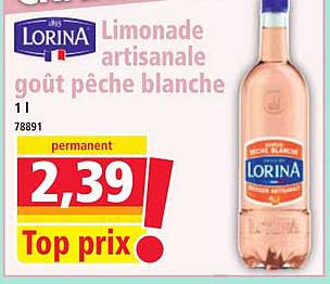 Limonade artisanale goût pêche blanche