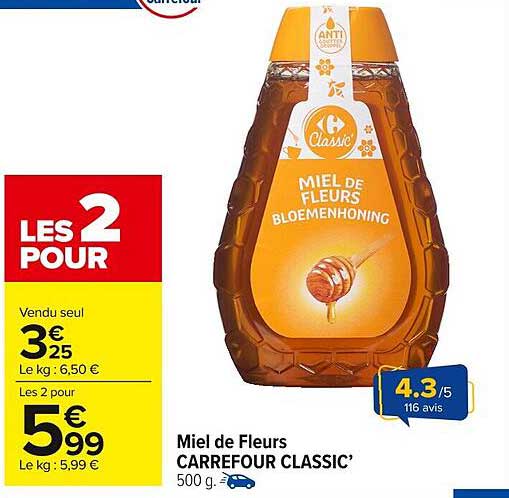Miel de Fleurs CARREFOUR CLASSIC’ 500 g