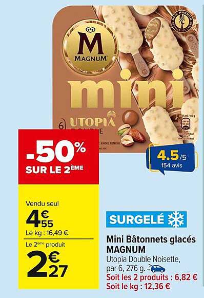 Mini Bâtonnets glacés MAGNUM Utopia Double Noisette