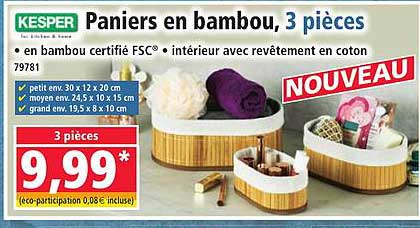 Paniers en bambou, 3 pièces