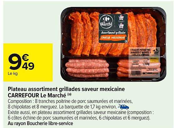 Plateau assortiment grillades saveur mexicaine