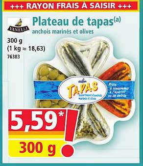 Plateau de tapas(a) anchois marinés et olives