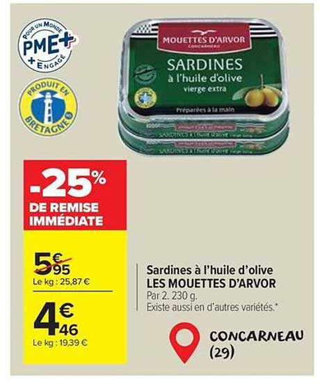 Sardines à l'huile d'olive LES MOUETTES D'ARVOR