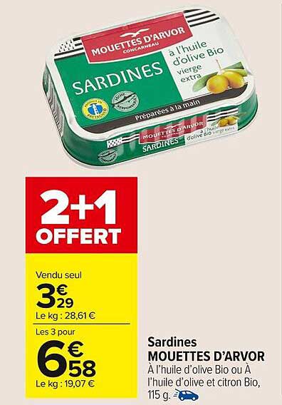 Sardines MOUETTES D'ARVOR à l'huile d'olive Bio