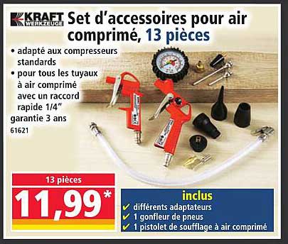 Set d’accessoires pour air comprimé, 13 pièces
