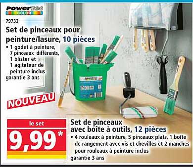 Set de pinceaux pour peinture/lasure, 10 pièces