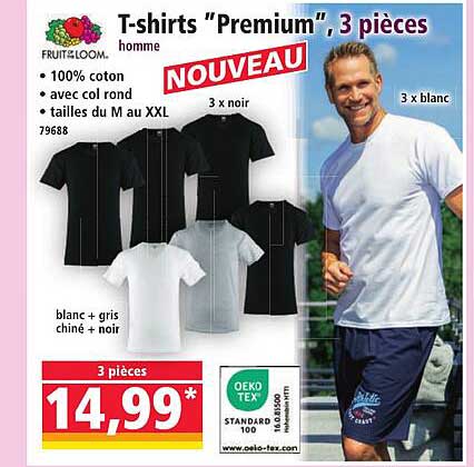 T-shirts "Premium", 3 pièces