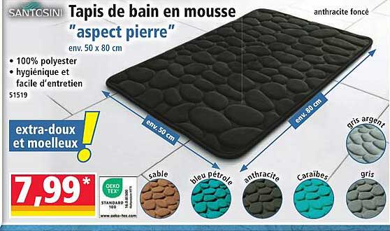 Tapis de bain en mousse "aspect pierre"