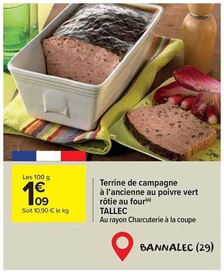 Terrine de campagne à l'ancienne au poivre vert rôtie au four TALLEC