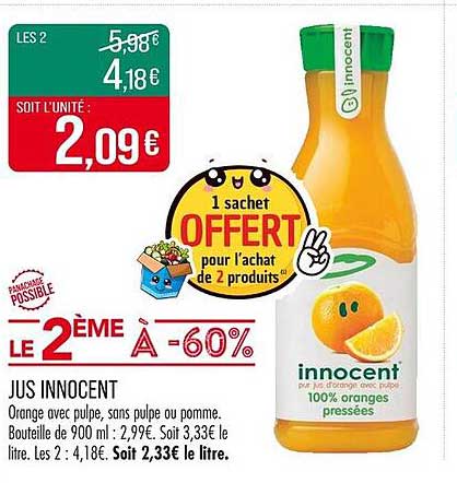1 sachet OFFERT pour l'achat de 2 produits