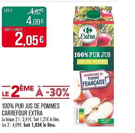 100% PUR JUS DE POMMES CARREFOUR EXTRA