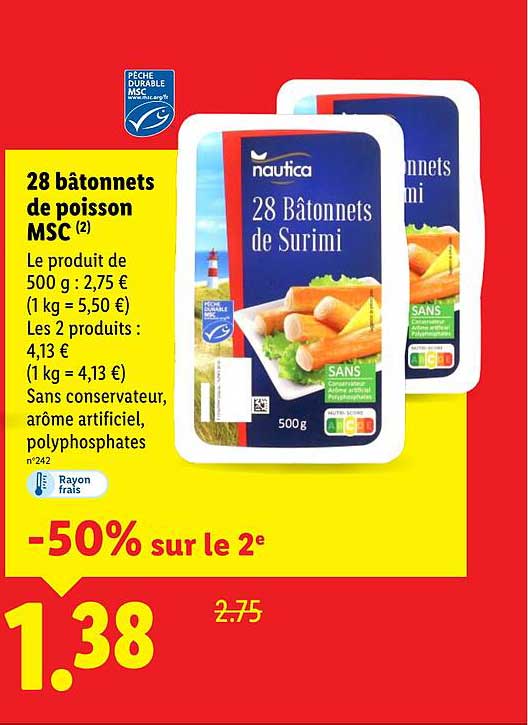 28 bâtonnets de poisson MSC