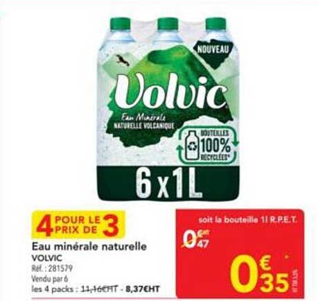 4 POUR LE PRIX DE 3 - Eau minérale naturelle VOLVIC