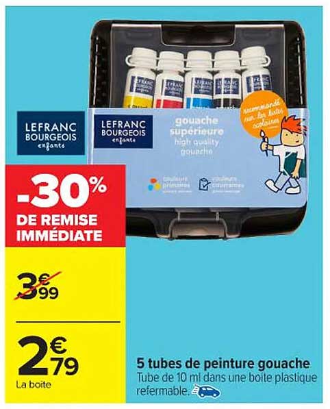 5 tubes de peinture gouache