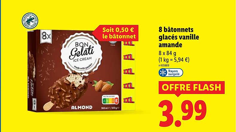 8 bâtonnets glacés vanille amande