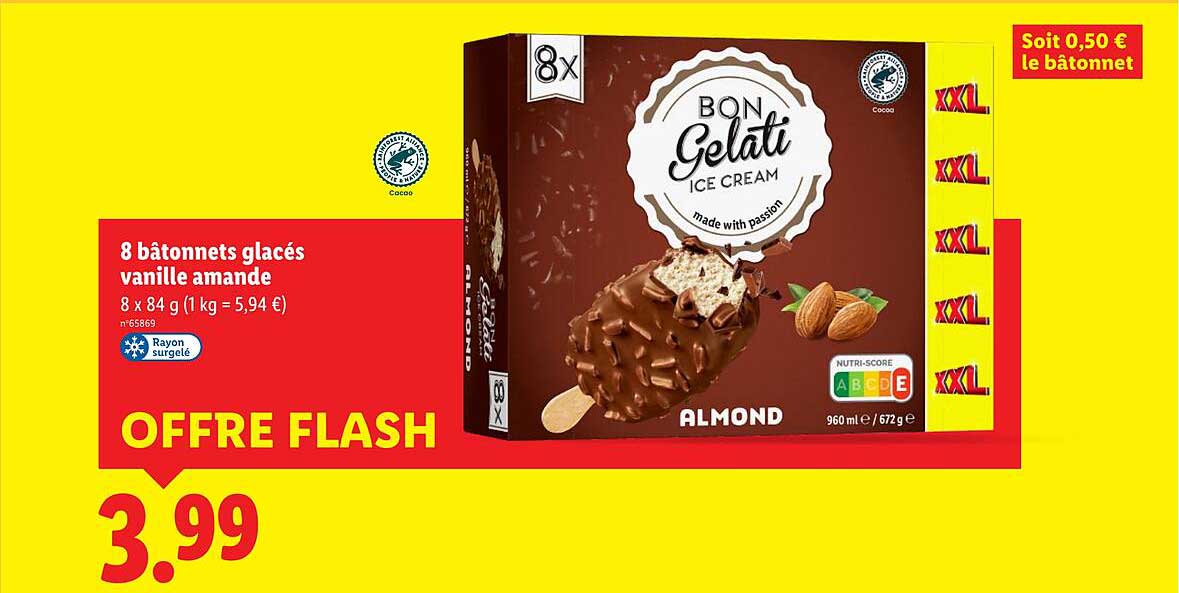 8 bâtonnets glacés vanille amande