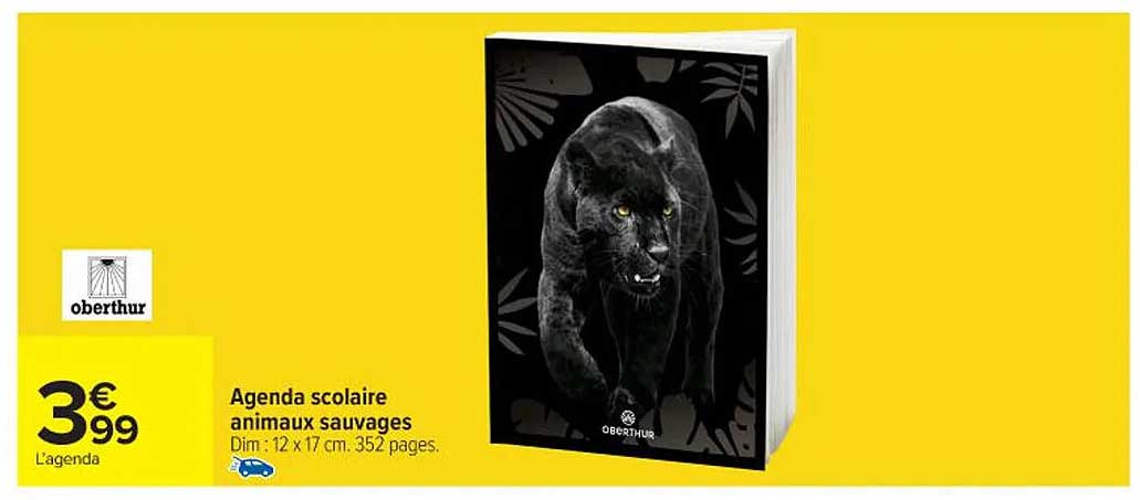 Agenda scolaire animaux sauvages